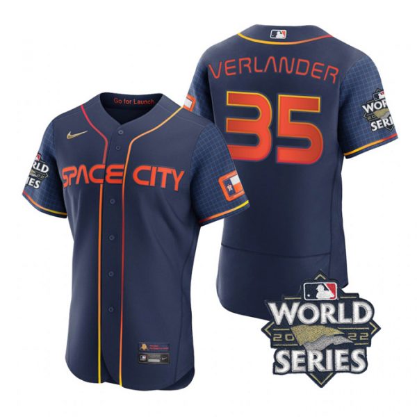 Astros 35 Justin Verlander Navy Nike 2022 World Series City Connect Flexbase Jersey->houston astros->MLB Jersey